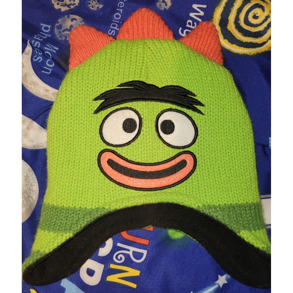 Yo Gabba Gabba Beanie Hat Green Character Brobee Orange Spikes One Size Kids y2k